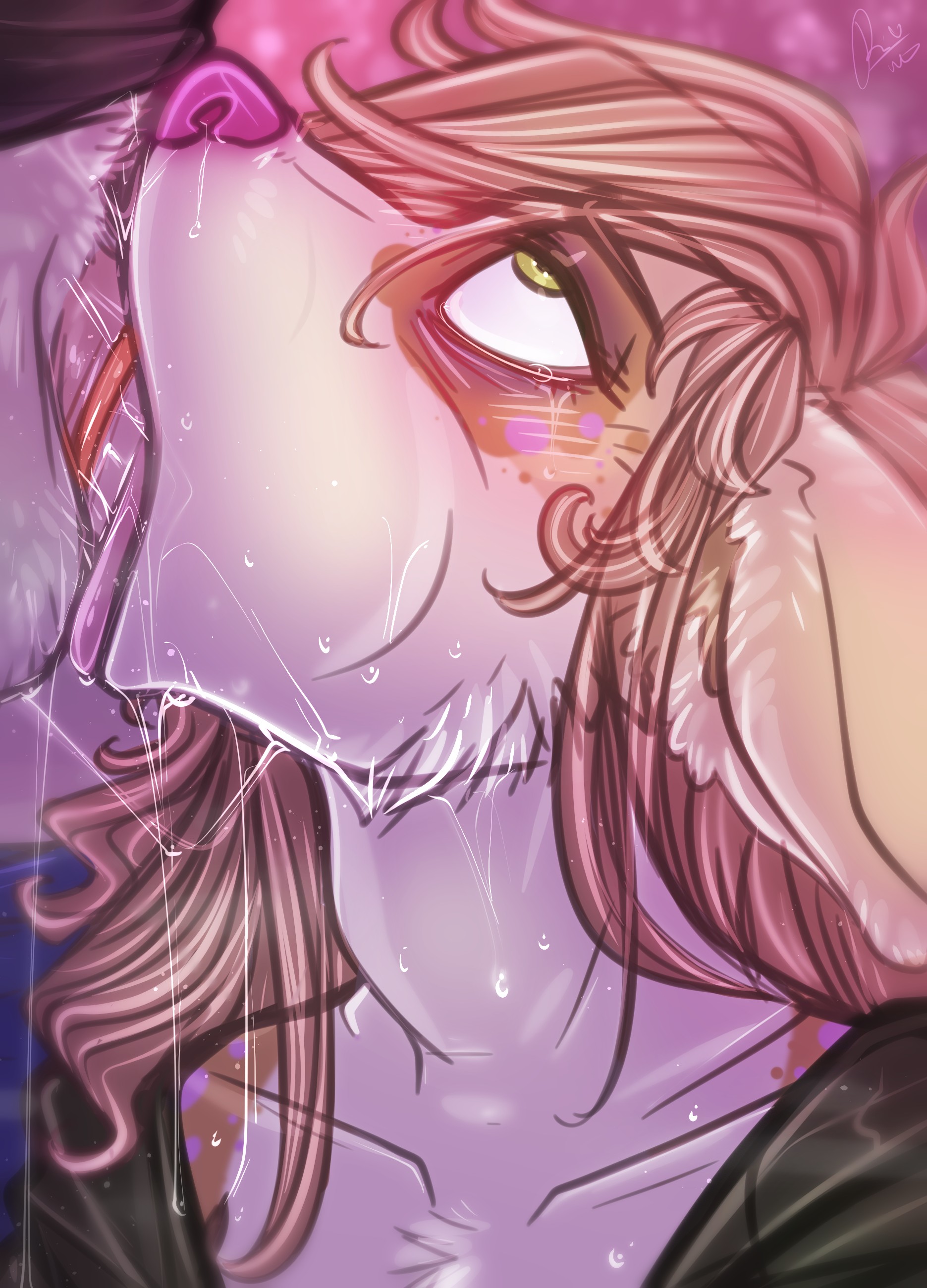 absurd res, anthro, balls, brown hair, canid, canine, canis, condom, deepthroat, dimmi (character), dimwitdog, domestic dog, duo, fellatio, female, furry, genitals, hair, hi res, male, mammal, neck bulge, oral, original, original character, penile, penis, sex, straight