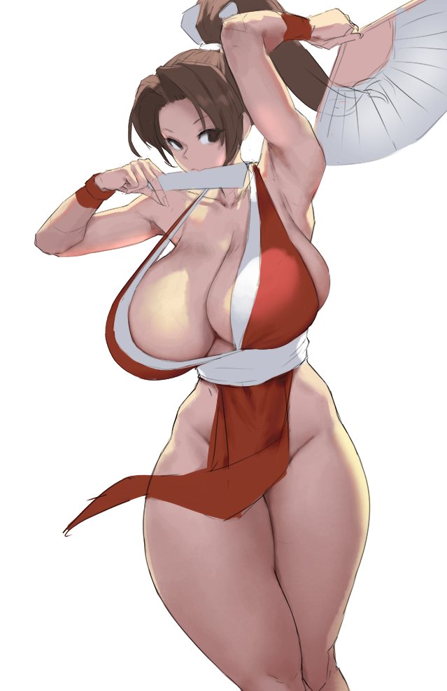1girls breasts cleavage eu03 fatal_fury female female_only huge_breasts king_of_fighters mai_shiranui snk solo thick_thighs wide_hips