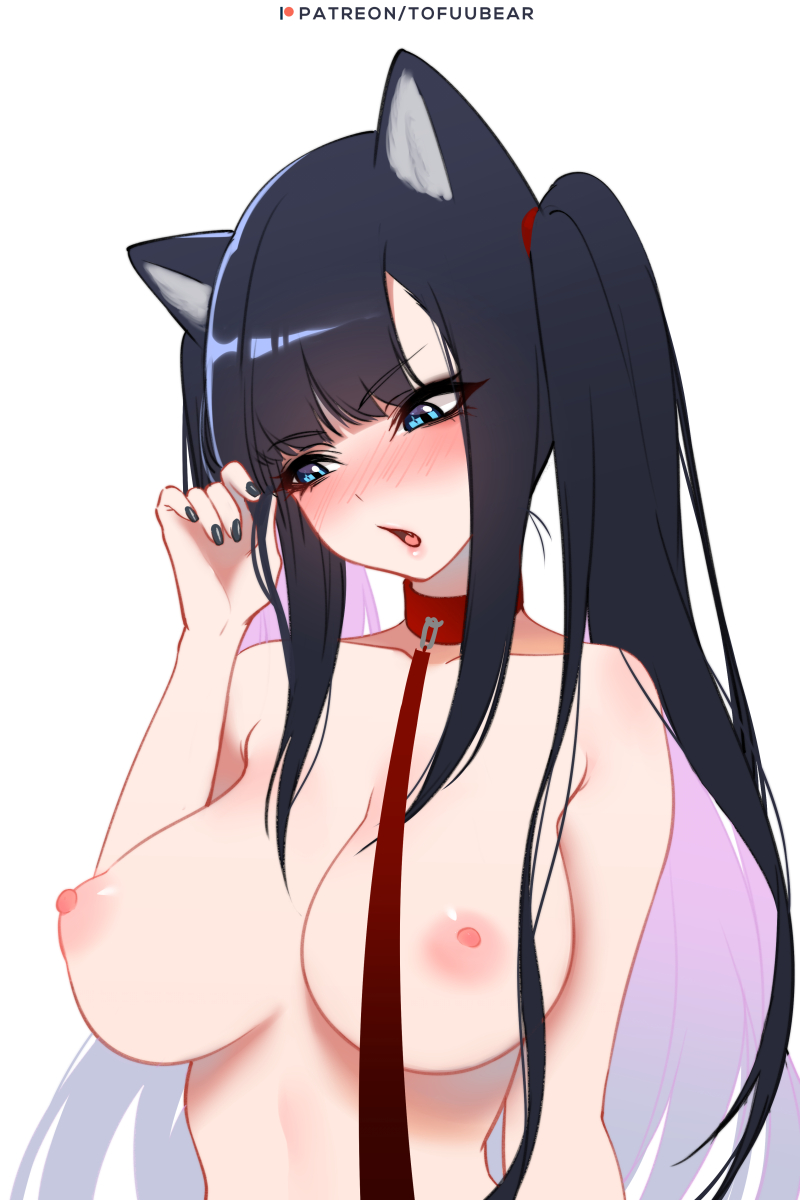 1girls, areolae, big breasts, blush, breasts, female, female only, large breasts, nipples, original, reiko (tofuubear), solo, tofuubear
