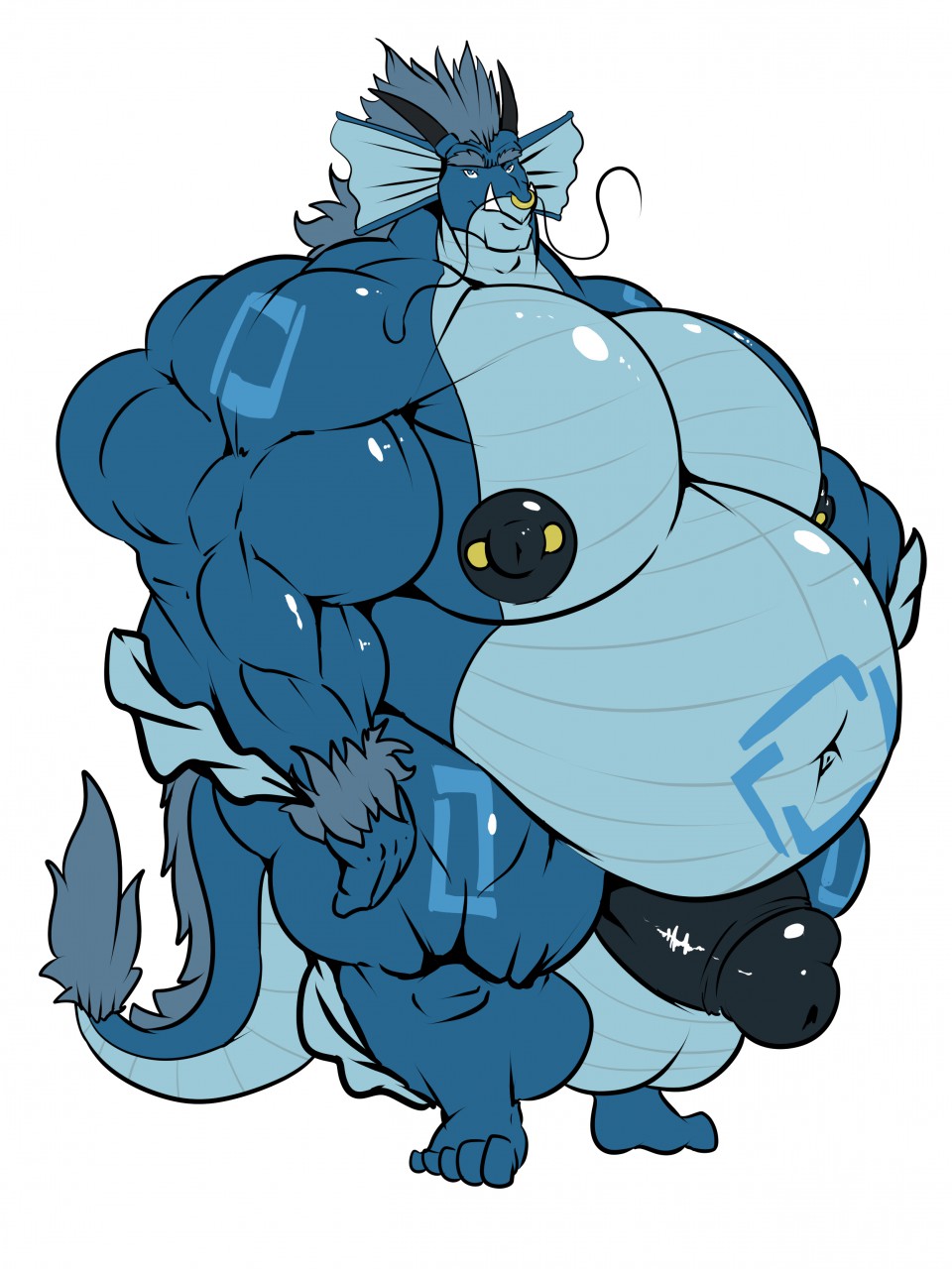 3:4 alternate_species anthro balls barazoku belly big_balls big_belly big_muscles big_penis bobert dragon erection facial_piercing genitals hair hi_res horn huge_balls huge_cock huge_muscles hyper hyper_balls hyper_genitalia hyper_muscles hyper_penis looking_at_viewer male male_only musclegut muscular nipple_piercing nipples nose_piercing nose_ring nude penis piercing simple_background smile wafflebird white_background