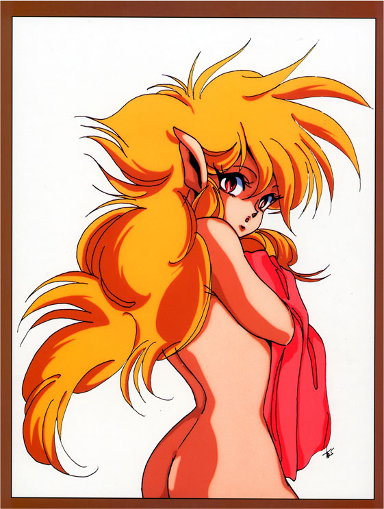 1girls android artist_request ass blonde_hair breasts clothing female female_only hair hair_down iczer iczer-1 light-skinned_female light_skin long_hair looking_at_viewer messy_hair nude pink_eyes pointy_ears solo tagme towel very_long_hair white_background