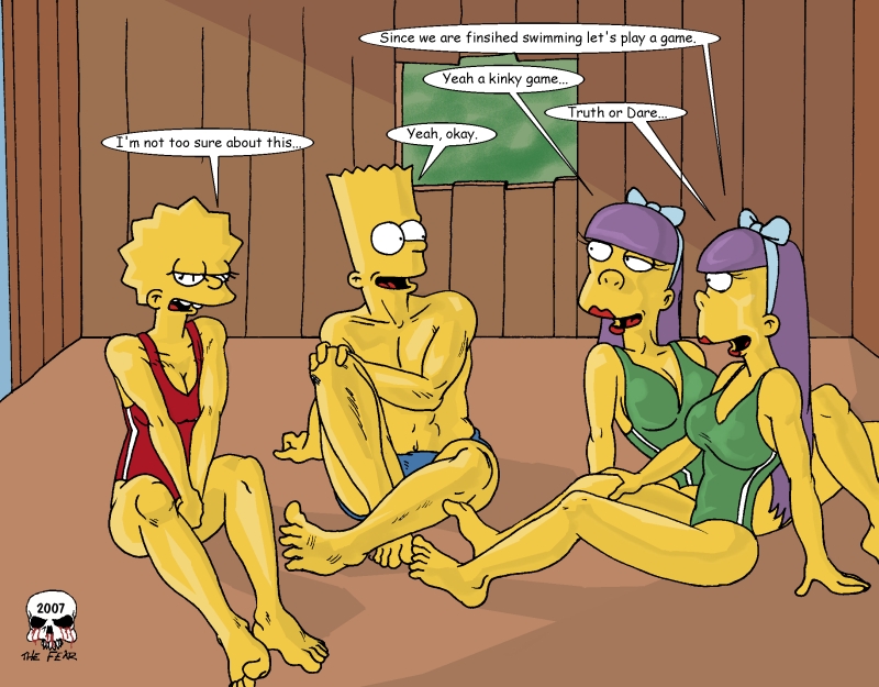 bart_simpson bow comic female human imminent_incest lisa_simpson male sherri_mackleberry swimsuit tagme terri_mackleberry the_fear the_simpsons twins yellow_body