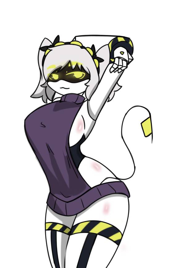 1girls, armpits, arms up, breasts, female, female focus, female only, glitch productions, j (murder drones), legs, murder drones, pace-maker, robot, robot girl, tail, waist, yellow eyes