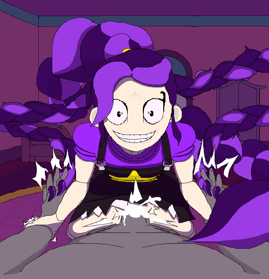 1boy, 1girls, bigballerz, black eyes, bodily fluids, bodily fluids drip, bodily fluids in pussy, braid, braided hair, braided ponytail, clothed, clothed sex, clothing, cowgirl position, crazed expression, crazy eyes, crazy smile, creepy, creepy smile, cum, cum in pussy, cum inside, cumming, cumming in pussy, cumming inside, doll, doll girl, doll joints, dubious consent, female, female on top, female/male/male, first person view, grey body, grey skin, hand holding, intense, intense stare, lily lovebraids, lily lovebraids (poppy playtime), living sex toy, long hair, looking at viewer, male/female, milf, mob face, monster girl, ms paint, nightmare waifu, on bed, overalls, penetration, penis, penis in pussy, poppy playtime, poppy playtime (chapter 5), pov, prehensile hair, purple hair, pussy, questionable consent, sex, shocked, shocked expression, skirt, skirt up, smile, smiling at viewer, squirting, toy, vagina, vaginal, vaginal fluids, vaginal juices, vaginal penetration, vaginal sex, wrist grab