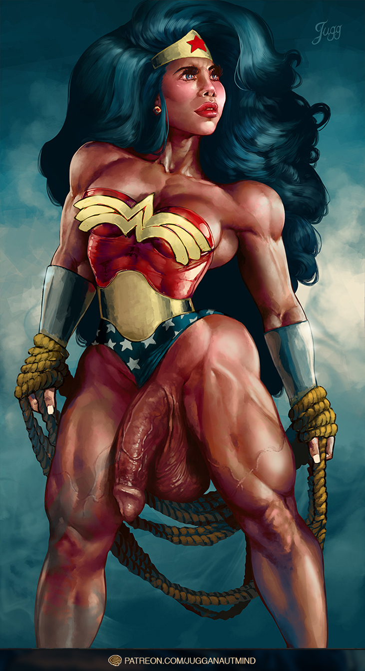 1futa, arm band, balls, balls expansion, balls growth, balls growth (enlargement), ballsack, belt, big hair, big penis, black eyes, black hair, bodysuit, breasts, dark skin, dark-skinned female, dc, dc comics, digital media (artwork), eyelashes, female, futa only, futanari, genital expansion, genital growth, genital growth (enlargement), hair, headband, hi res, highres, human, intersex, jugganaut freak, large balls, large penis, large testicles, olive skin, penis, penis out, solo, superhero, superheroine, testicles, wonder woman, wonder woman (series)