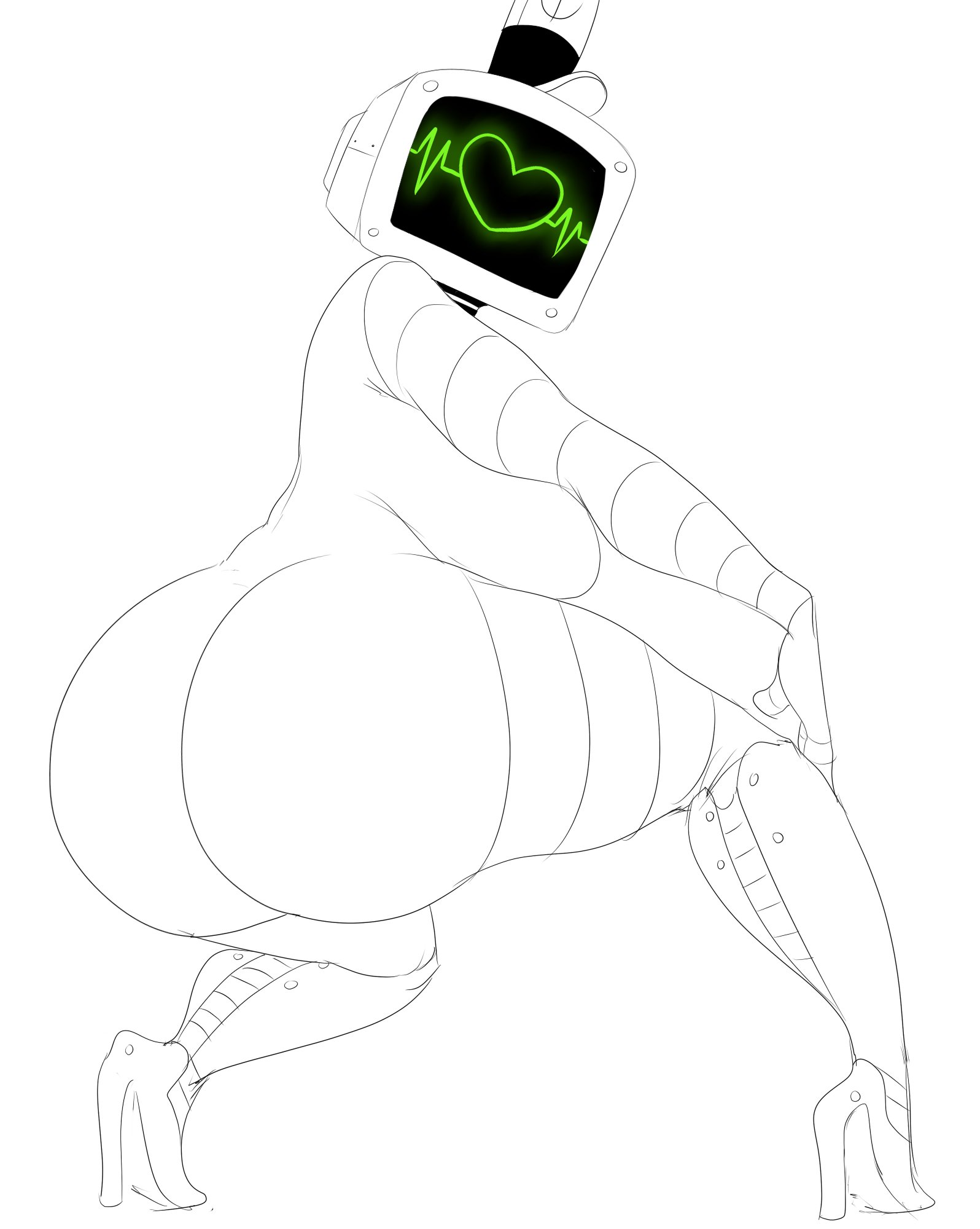 1girls, 2d, ass, big ass, big breasts, big butt, black and white, breasts, crouching, detnox, fast food hat, female, female only, hat, heels, high heels, huge ass, huge breasts, huge butt, humanoid, karen plankton, large ass, large breasts, large butt, presenting ass, robot, robot girl, robot humanoid, screen face, sketch, skin tight, smooth skin, solo, solo female, spongebob squarepants, tagme, technophilia, television, tv, tv head, uncolored, wide hips