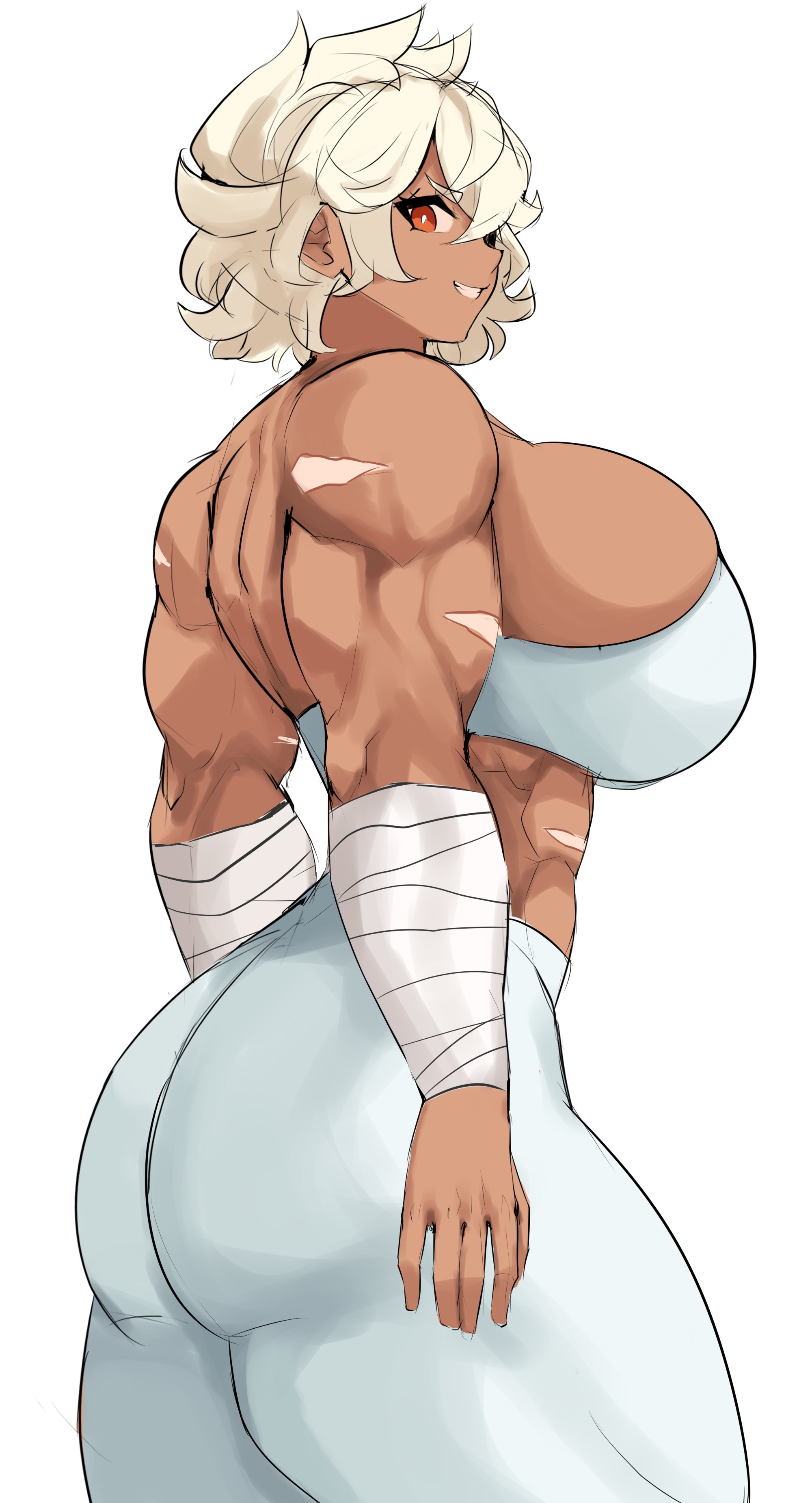 alternate muscle size, breasts, dark skin, dark-skinned female, debonair diamond, female, muscles, musctonk, muscular, muscular female, sideboob, the hunters guild: red hood
