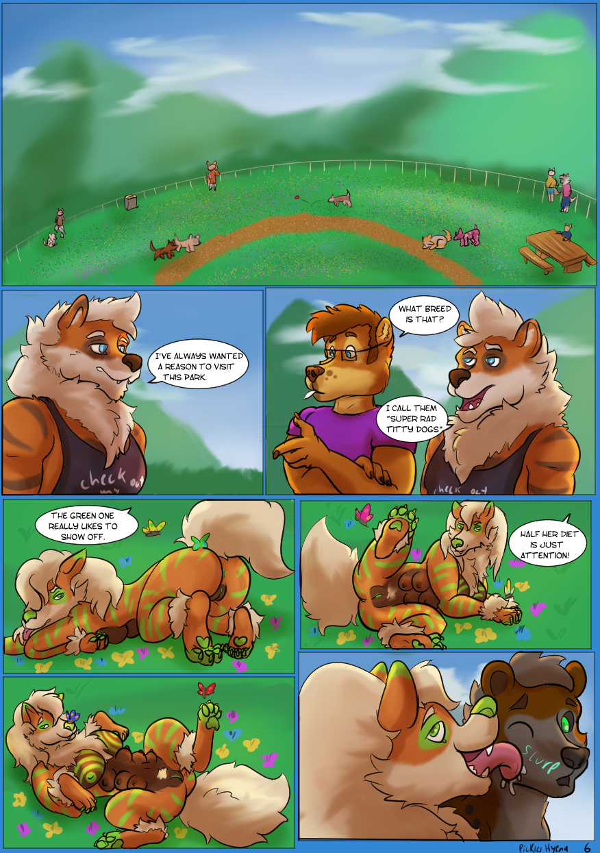 1girls 2boys alternate_color ambiguous_gender anthro arcanine arthropod ass breasts butterfly canine chubby comic dog_park english_text feral furry hi_res husband husband_and_wife insect kangaroo lepidopteran licking macropod mammal marsupial multi_breast nintendo nude original_character page_6 pickles-hyena pokemon pokemon_(species) pokemon_rgby presenting pussy text thick_thighs tongue tongue_out video_games wide_hips wife