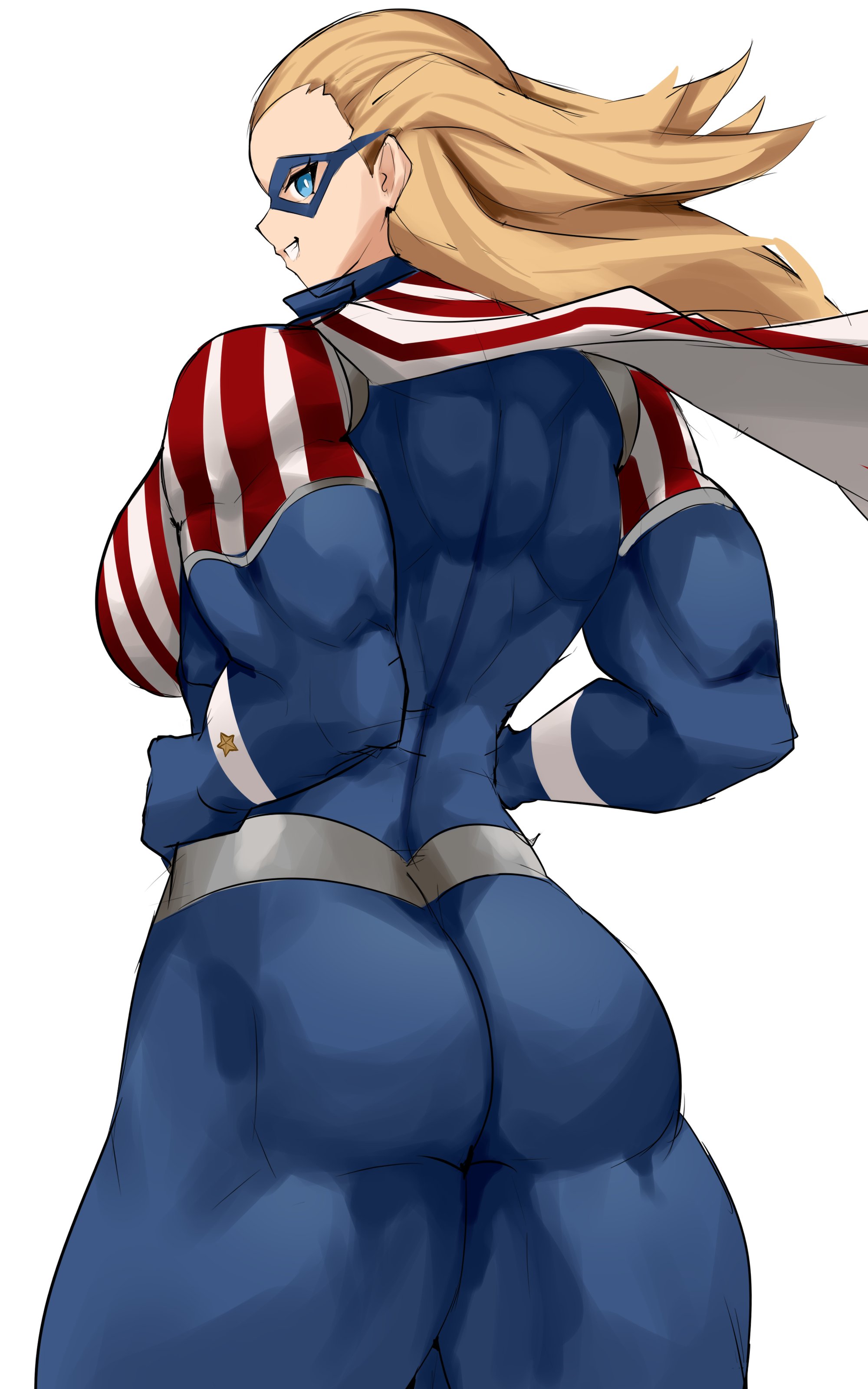 alternate muscle size, back muscles, breasts, cathleen bate, female, muscles, musctonk, muscular, muscular female, my hero academia, star and stripe (boku no hero academia), star and stripe (my hero academia)