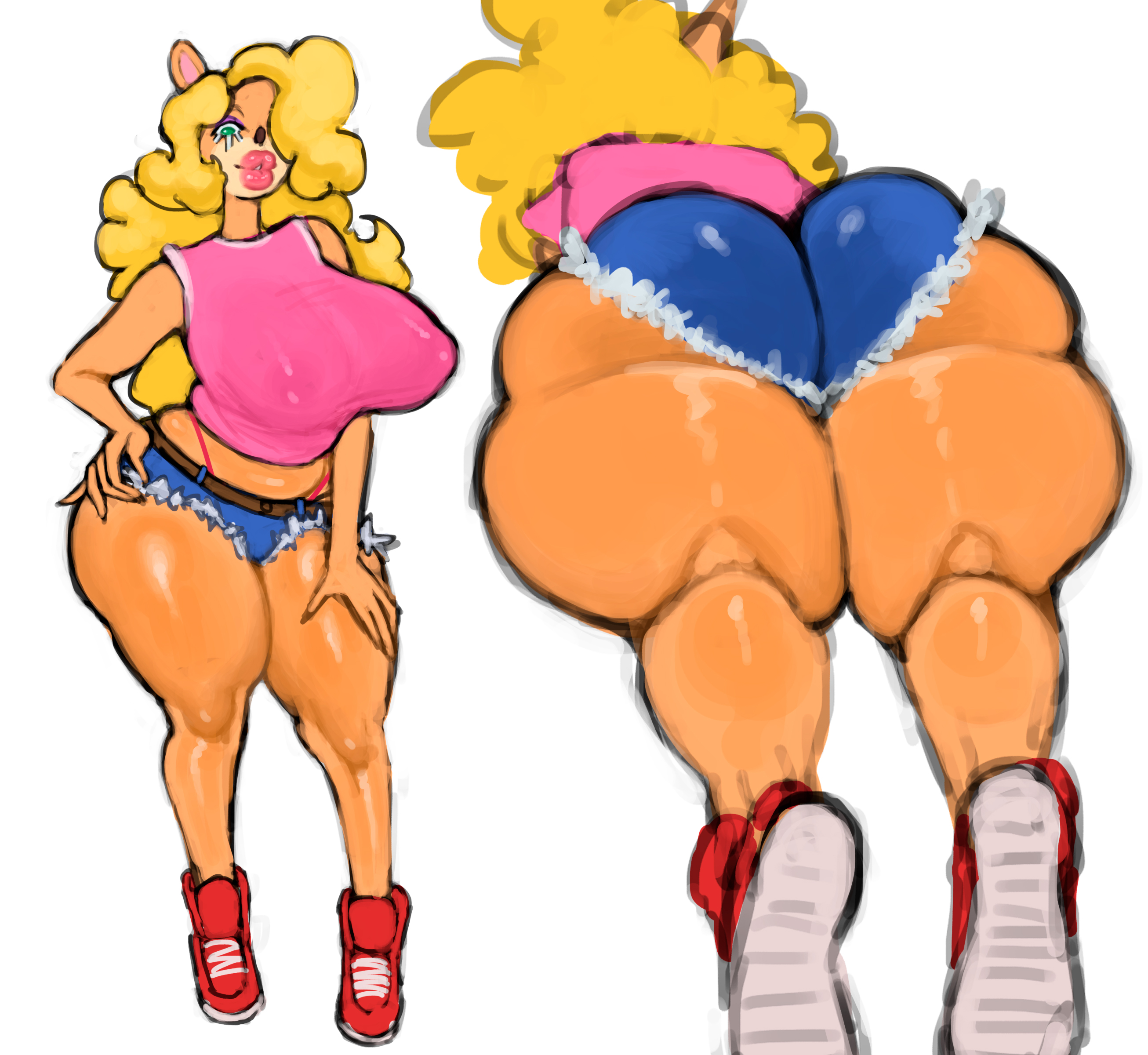 1girls, 2d, 2d (artwork), 2d artwork, adych, ass, ass hanging out, ass hanging out of shorts, big ass, big butt, big hips, big lips, big thighs, bimbo, bimbo body, blonde female, blonde hair, blonde-haired female, booty shorts, color, colored, crash (series), crop top, curly hair, curly-haired female, curvy, curvy body, curvy but, curvy female, curvy figure, curvy hips, curvy thighs, fat ass, fat butt, female, female focus, female only, green eyes, hair over one eye, hips, huge ass, huge butt, huge hips, huge thighs, jeans, lips, orange body, orange skin, shoes, short jeans, short shorts, shorts, solo, solo female, solo focus, tawna bandicoot, thick ass, thick butt, thick hips, thick thighs, thighs, voluptuous, voluptuous body, white background, yellow hair