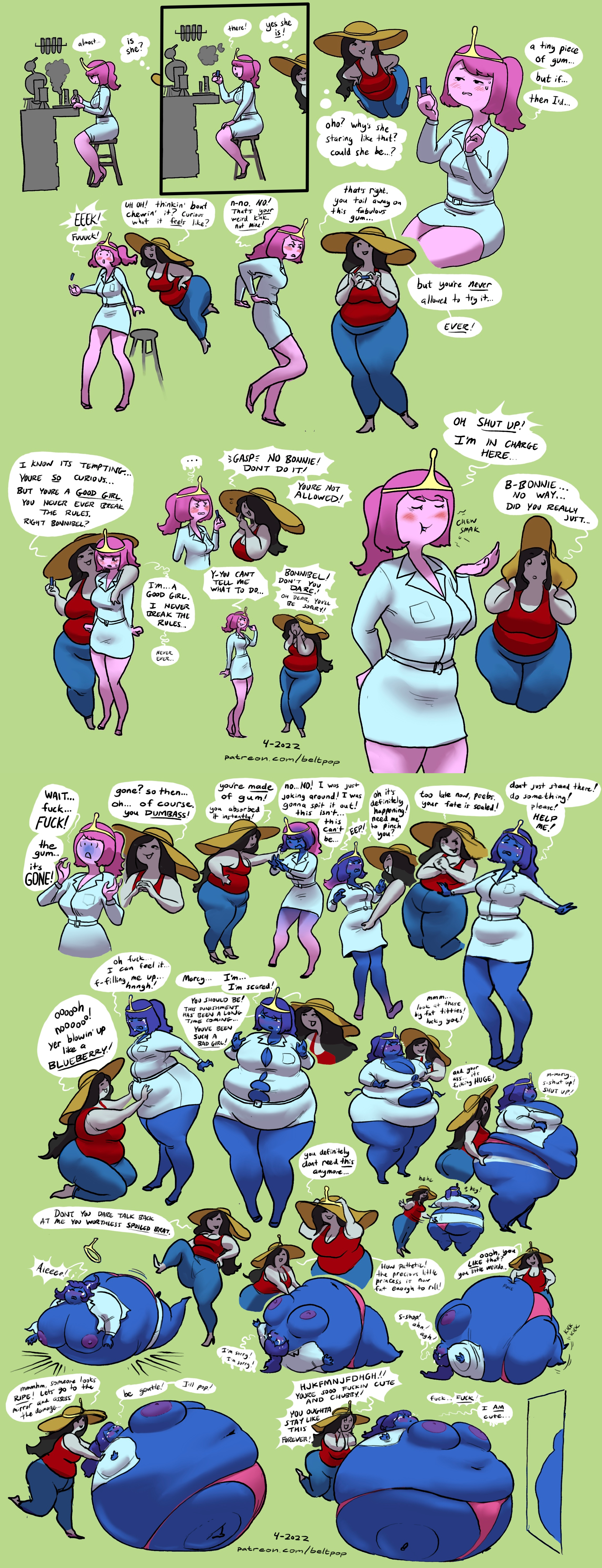 adventure time, ass, beltpop, big ass, big breasts, blueberry inflation, breasts, bubble ass, bubble butt, chubby, chubby female, cleavage, female, huge ass, huge breasts, inflation, marceline, nipples, princess bubblegum, spherical inflation, tagme, thick thighs, wide hips
