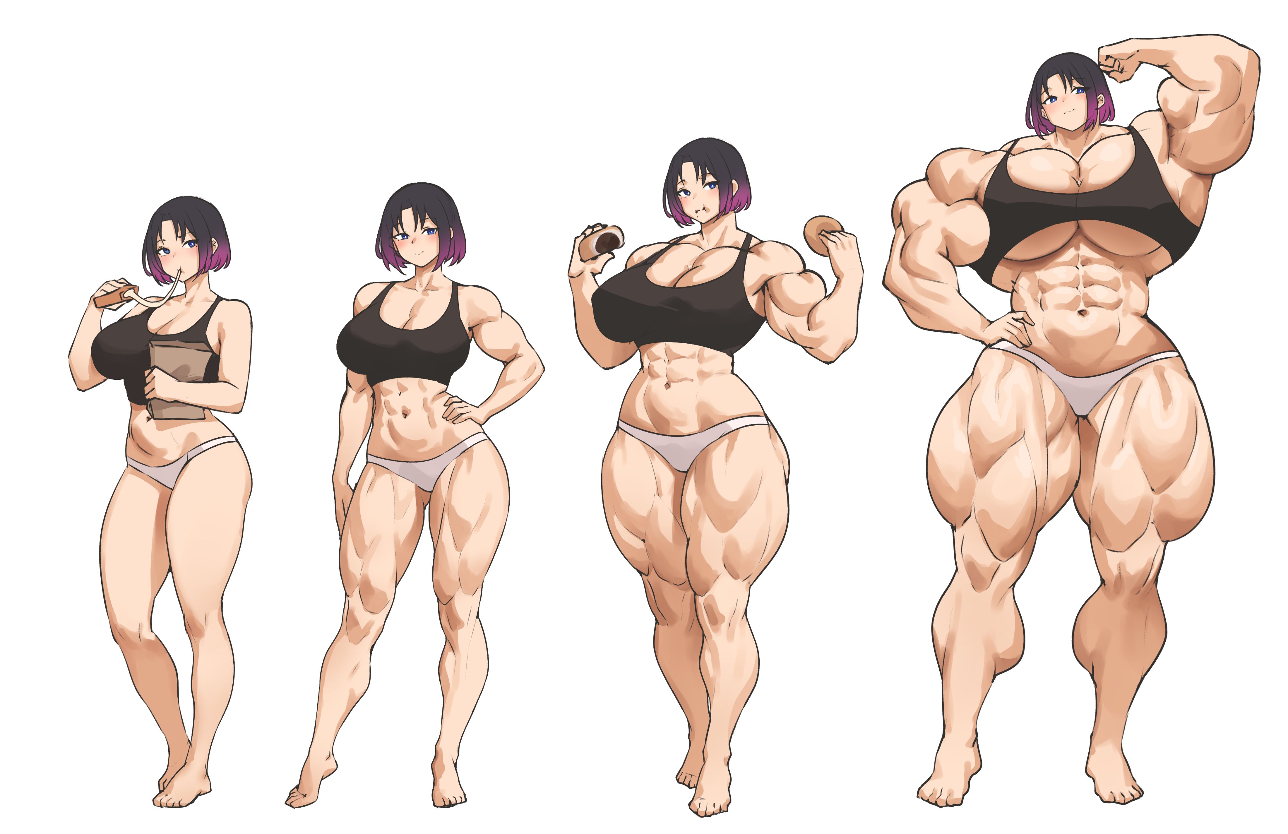abs, alternate muscle size, elma (dragon maid), female, miss kobayashi's dragon maid, muscle growth, muscles, musctonk, muscular, muscular female