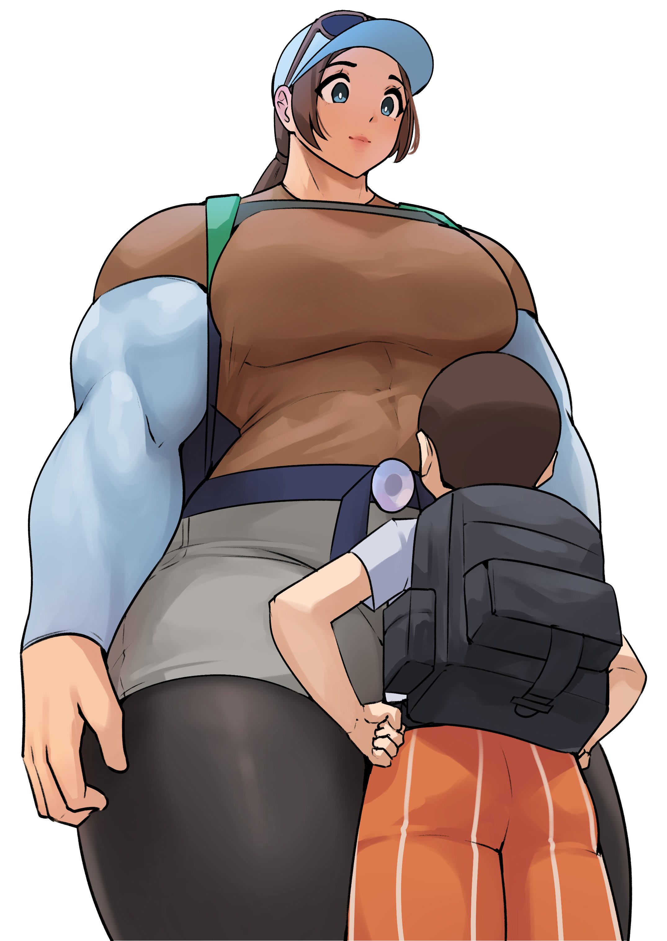 alternate muscle size, female, florian (pokemon), hiker (pokemon sv), hiker (pokemon), muscles, musctonk, muscular, muscular female, npc trainer, pokemon, pokemon sv, size difference