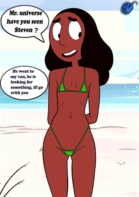 1girls arms_behind_back averting_eyes beach bikini brown_hair cartoon_network connie_maheswaran dark-skinned_female dark_hair dark_skin english_text facing_viewer flat_chest greg_universe hands_behind_back imminent_anal imminent_rape imminent_sex micro_bikini outdoors saifernsfw small_breasts solo standing steven_universe straight_hair swimsuit you_gonna_get_raped young