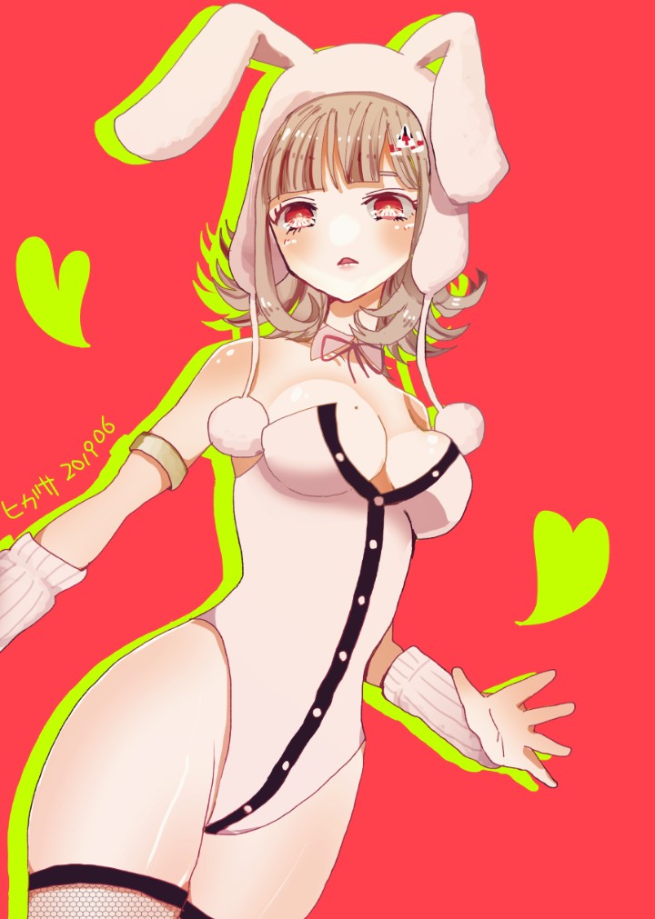 artist request, bunny ears, bunny girl, bunnysuit, danganronpa, danganronpa 2: goodbye despair, female, fishnet legwear, nanami chiaki, straight hair