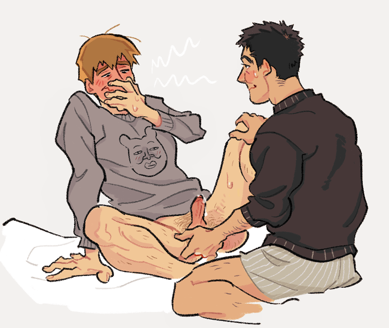 2boys anal anal_fingering arataka_reigen blush katsuya_serizawa male male_only mob_psycho_100 muffled sweater yaoi