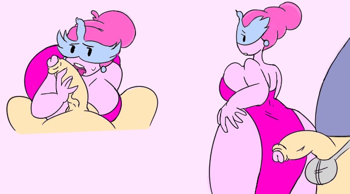 adventure time, alternative hairstyle, beehive (hairstyle), beehive hair, beehive hairdo, detnox, fellatio, female, finn the human, mask, no source, oral, pink, princess bubblegum, tall hair, updo