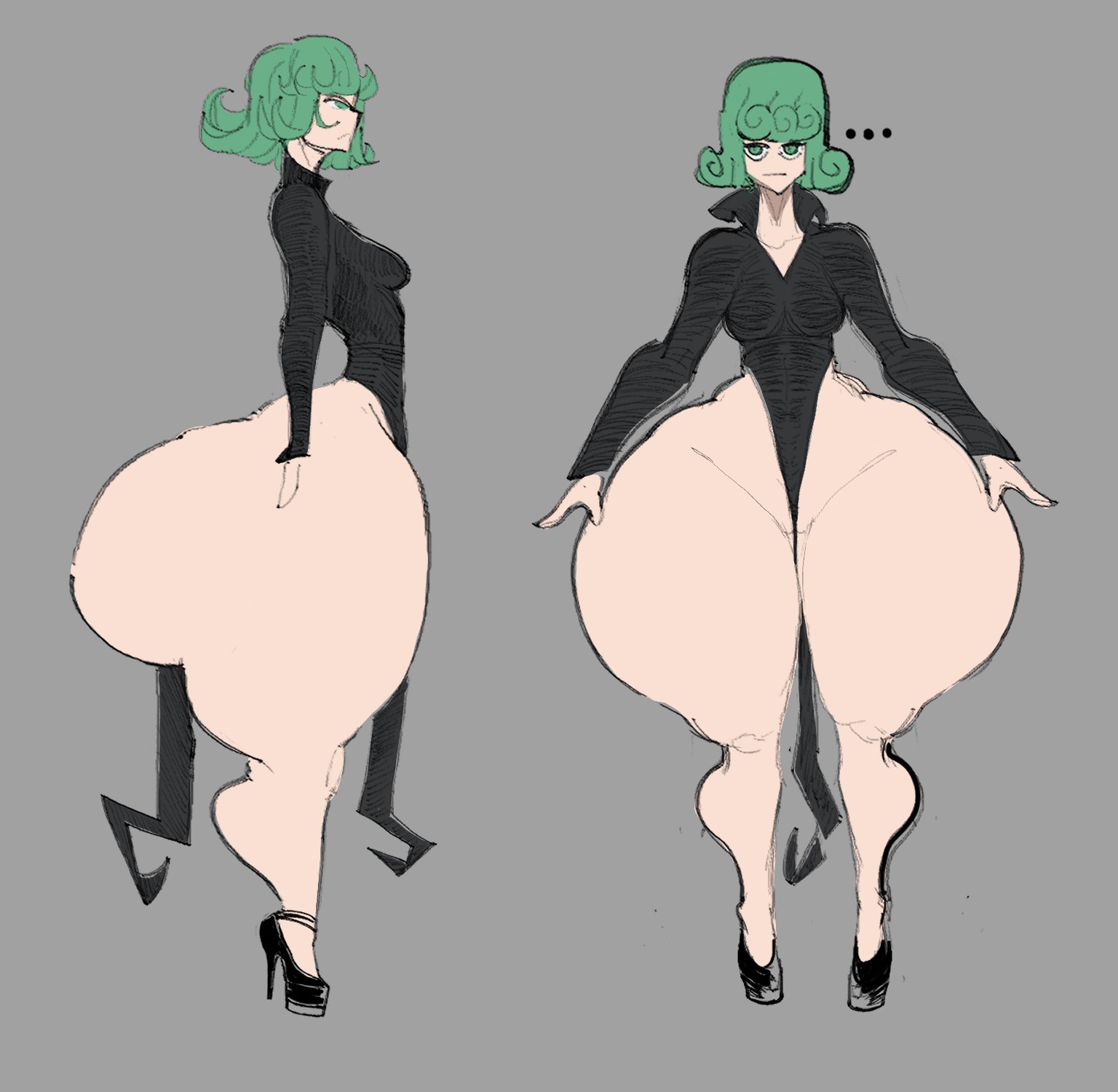 ass body, big ass, bottom heavy, huge ass, huge thighs, hyper, hyper ass, mybigbaws, one-punch man, reference sheet, small breasts, tatsumaki, thick thighs, wide hips