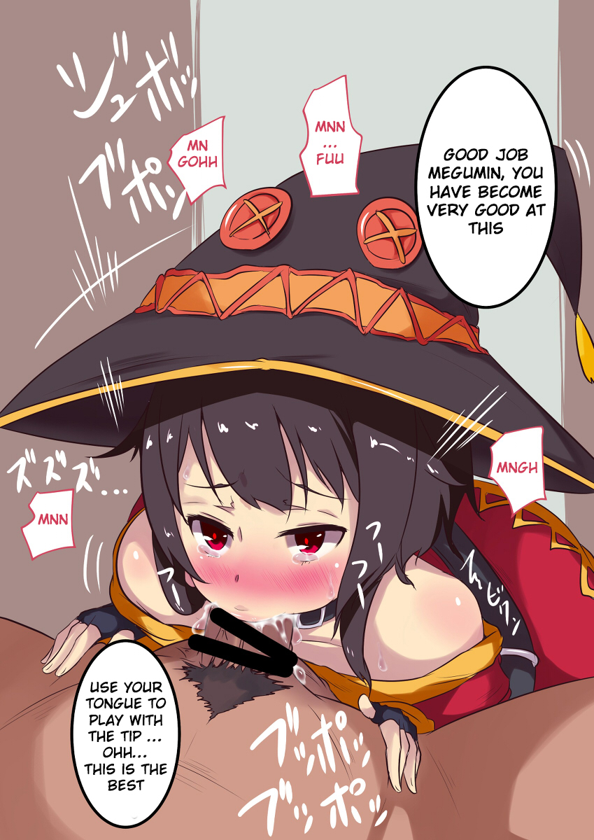 bar censor, blowjob, censored, ejaculation, fellatio, female, kono subarashii sekai ni shukufuku wo!, megumin, translated
