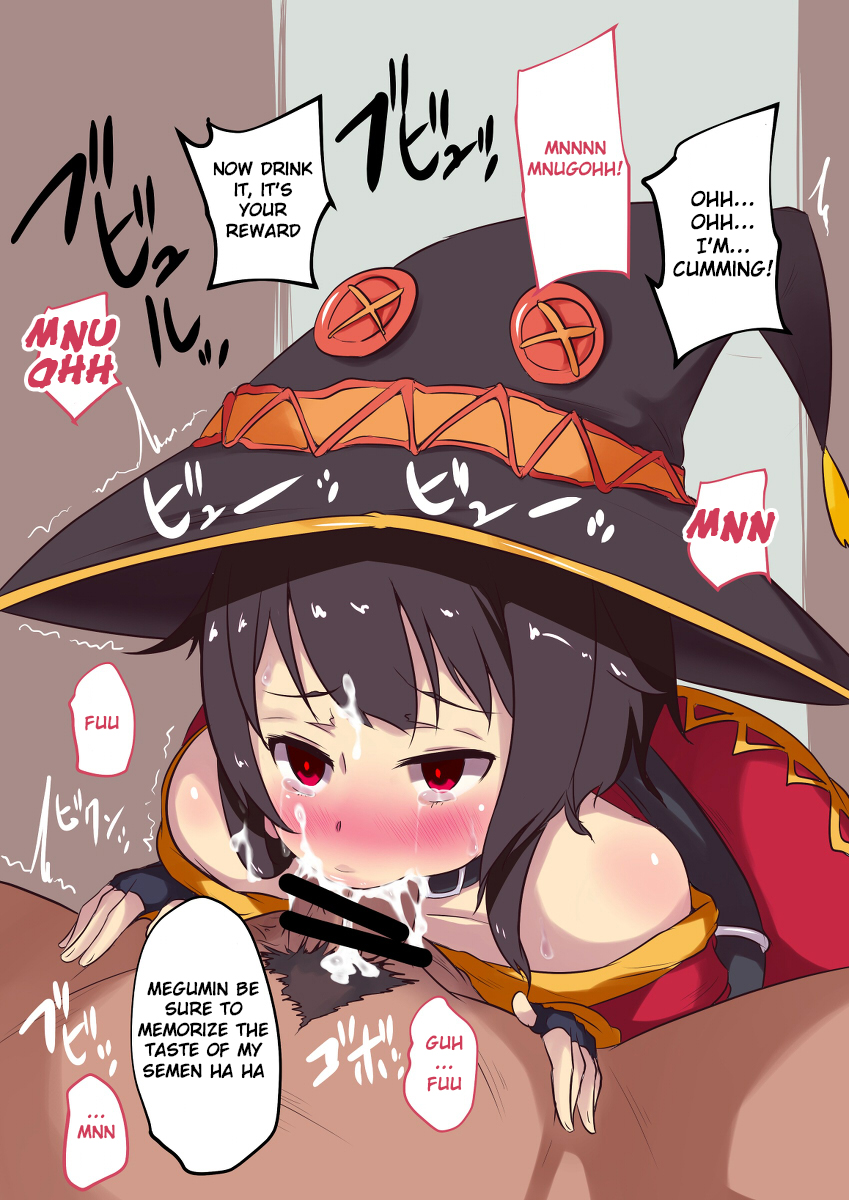 bar censor, blowjob, censored, ejaculation, fellatio, female, kono subarashii sekai ni shukufuku wo!, megumin, translated