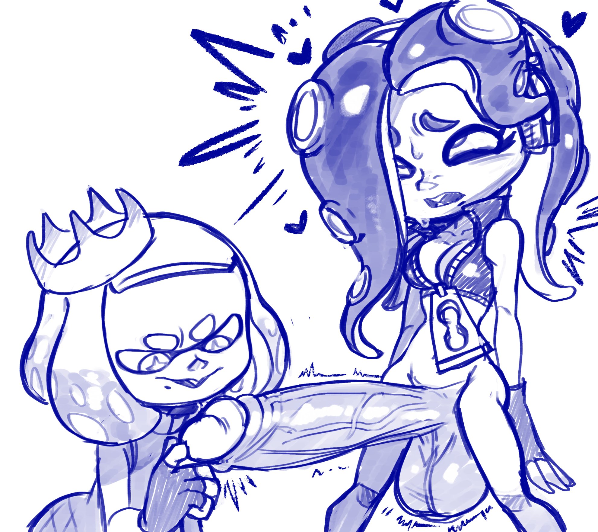 balls, female, futa on female, futanari, hexanne, huge cock, marina (splatoon), pearl (splatoon), penis, splatoon, splatoon 2, starveil (artist), tagme, urethral, urethral fingering