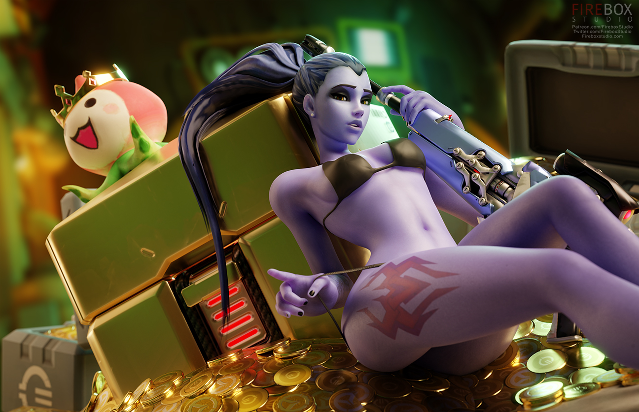 1girls, 3d, against wall, amelie lacroix, blender, bra, breasts, cleavage, cute, female, female only, fireboxstudio, gun, inviting, lingerie, looking at viewer, money, overwatch, panties, sitting, sniper, sniper rifle, solo, solo female, teasing, thong, underwear, weapon, widowmaker