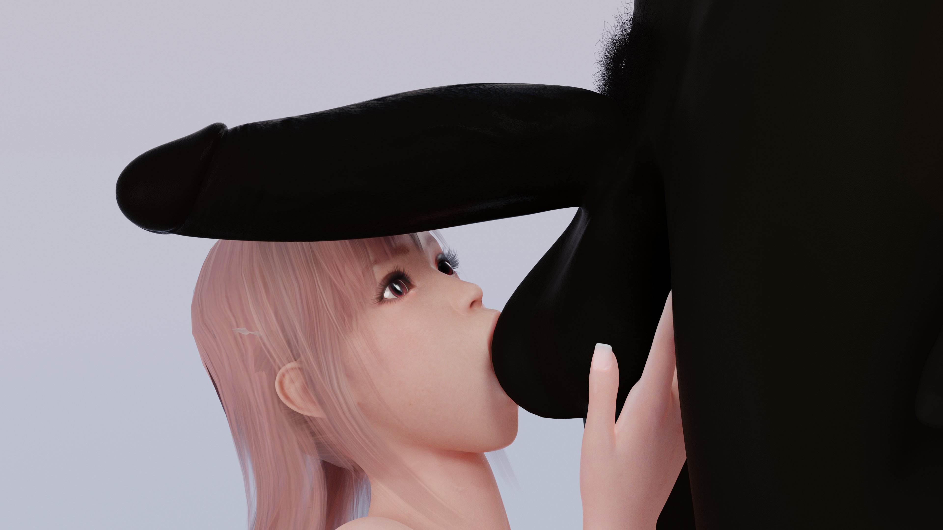 1boy, 1girls, 3d, balls, balls fondling, balls sucking, big balls, big penis, blank character, completely nude, dark skin, dark-skinned male, dead or alive, female, holding balls, honoka (doa), interracial, large penis, male, nude, penis, penis awe, penis on head, pink hair, ponkosfm, source filmmaker, sucking balls, sucking testicles, testicles, wide eyed