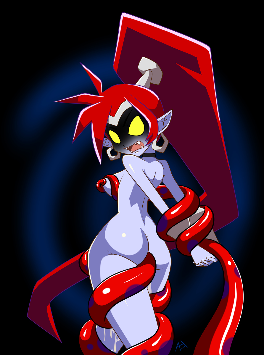 andersonicth breasts female nega-shantae red_hair shantae smooth_skin tentacle tentacle_sex yellow_eyes