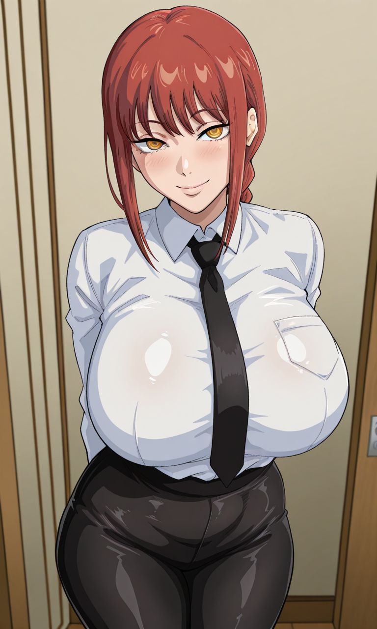 1girls, ai generated, anime, big breasts, chainsaw man, curvy, curvy female, curvy figure, huge breasts, kyoru189, light skin, light-skinned female, looking at viewer, makima (chainsaw man), mature female, shiny skin, solo, solo female