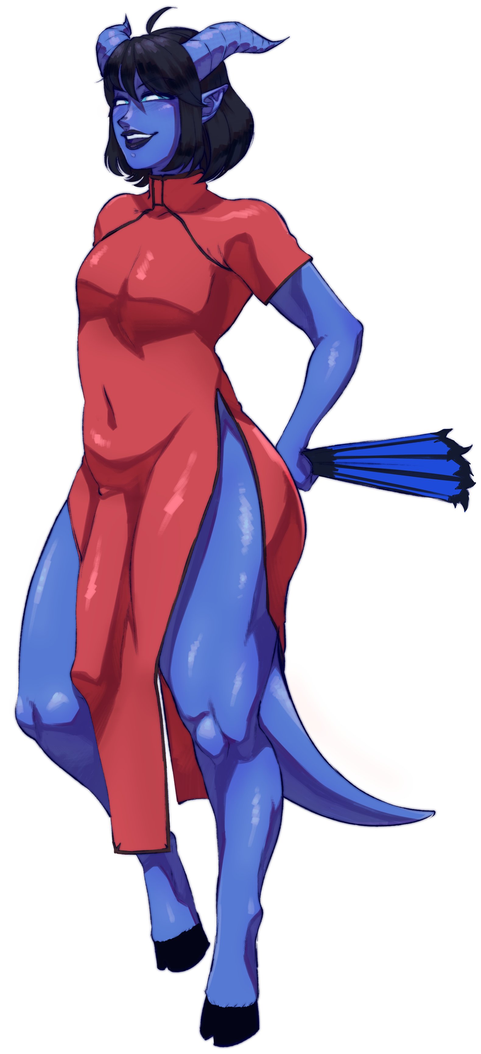 1boy, 2020, anthro, big penis, black hair, blizzard entertainment, blue skin, crossdressing, draenei, female, femboy, furry, gatorbirks, hooves, horn, horns, huge cock, hung trap, male, male only, penis, penis outline, penis to the knees, penis under clothes, pointy ears, smile, smiling, solo, tail, thick thighs, trap, world of warcraft