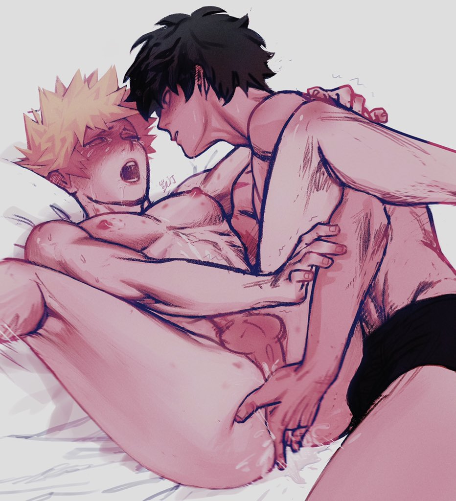 2boys, abs, ass, black hair, cum in ass, fingering, gay, izuku midoriya, katsuki bakugou, legs up, male, male only, male/male, my hero academia, spread anus, spread legs, tagme, underwear, wengwengchim, yaoi