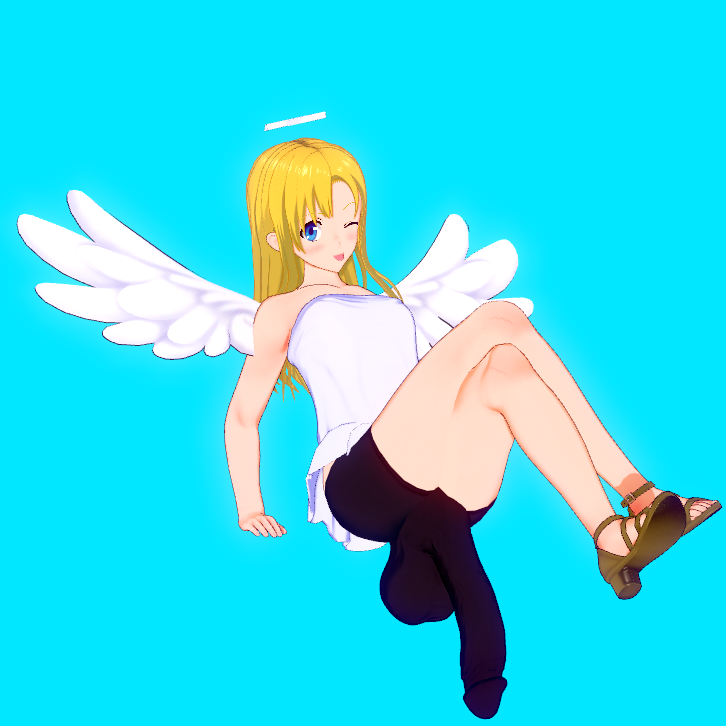 1futa angel balls big_penis blonde_hair blue_eyes bulge crimvael futa_only futanari halo huge_balls huge_cock ishuzoku_reviewers koikatsu papermoon_(artist) penis penis_bulge penis_under_clothes solo solo_futa tight_underwear wings