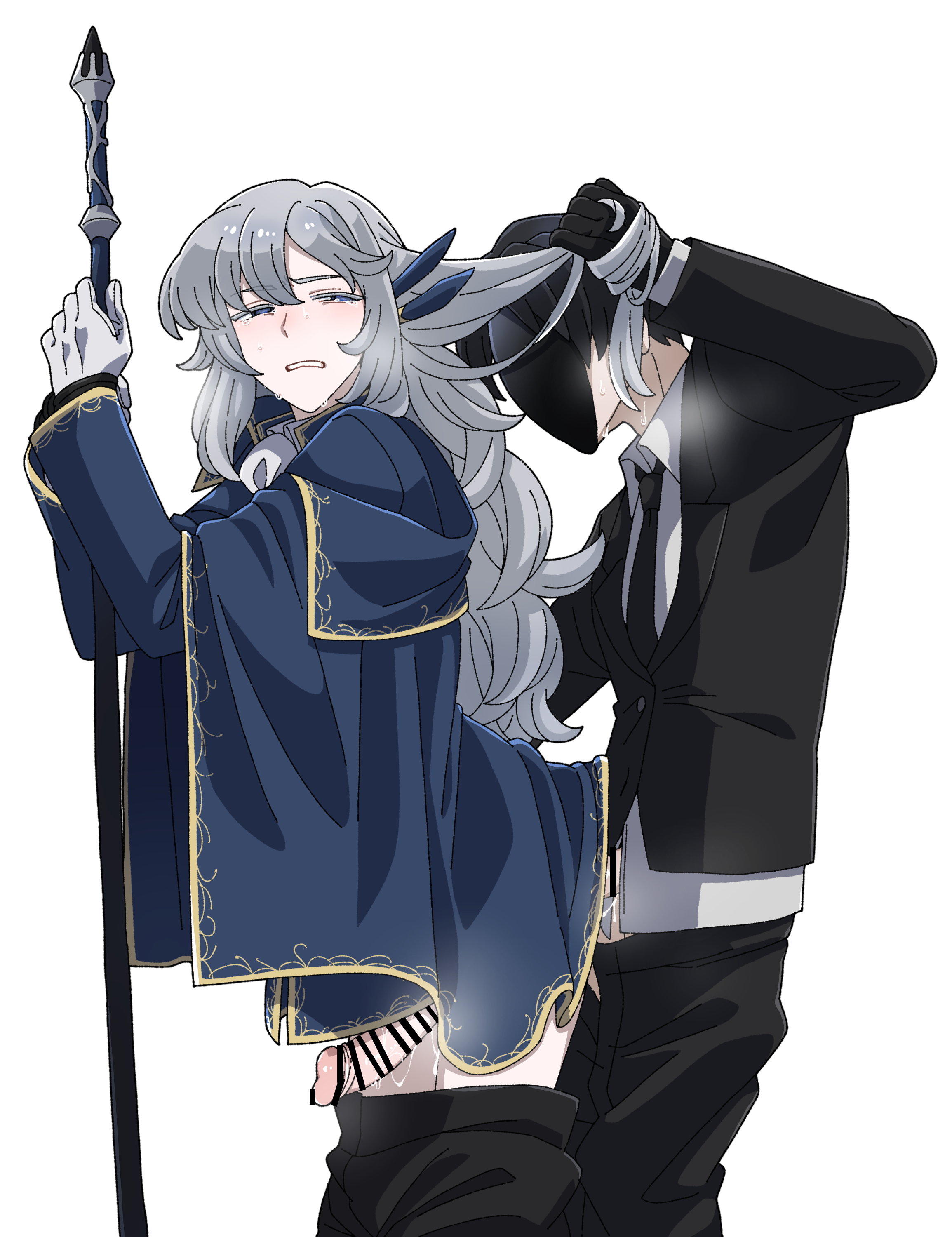 2boys, 2d, 2d (artwork), 2d artwork, argalia, argalia is a bum, black hair, black silence (library of ruina), blue eyes, bunngaku mayuge, cock, dick, domination, fucked from behind, fucking ass, gay, gay sex, grabbing from behind, grabbing hair, hair grab, hate fuck, hate sex, high resolution, highres, humiliated, library of ruina, male/male, penetration, precum, precum drip, precum on penis, precum string, project moon, roland (library of ruina), sex, sex from behind, sticky cum, sweatdrop, sweating, tears, tears in eyes, twink, white hair
