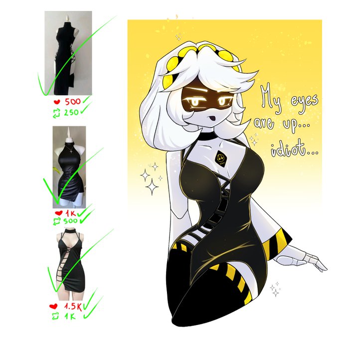 1girls, black dress, female, female only, glitch productions, grey hair, murder drones, tounge out, v (murder drones), vanilletoo