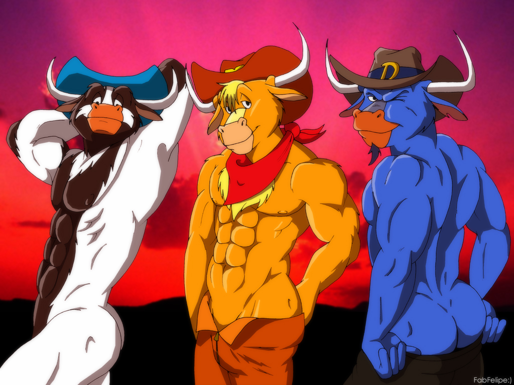 anthro fabfelipe male_only marshal_moo_montana the_cowlorado_kid the_dakota_dude wild_west_c.o.w.-boys_of_moo_mesa