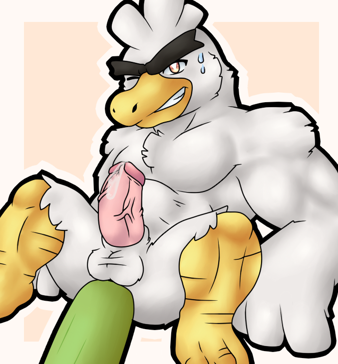 1boy altenusy animal_genitalia anthro anthrofied avian bara beak bird bodily_fluids cum digital_media_(artwork) erection eyebrows feather_tuft feathers food genital_fluids head_tuft leek male male_only monochrome nintendo nude onion penis plant pokémon_(species) pokemon pokemon_ss simple_background sirfetch'd solo source_request testicles thick_eyebrows tuft vegetable video_games white_body white_feathers