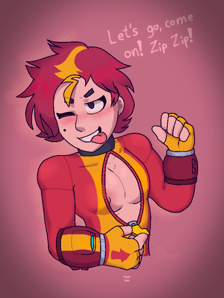 1girls, big breasts, bodysuit, brawl stars, breasts, female, jumpsuit, max (brawl stars), nipples, short hair, solo, supercell, tagme, text, unexpected404, unzipped bodysuit