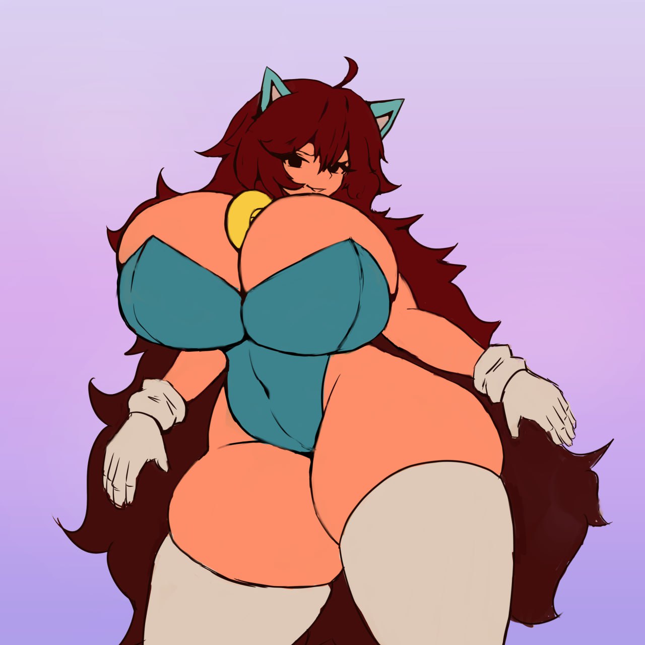 big_breasts big_thighs brown_hair cbbg21 curvy_female friday_night_funkin friday_night_funkin_mod girlfriend_(friday_night_funkin) huge_breasts huge_thighs leotard mega_cd_girlfriend sonic_the_hedgehog_(cosplay) sonic_the_hedgehog_(series) thick_thighs thighhighs voluptuous_female wide_hips