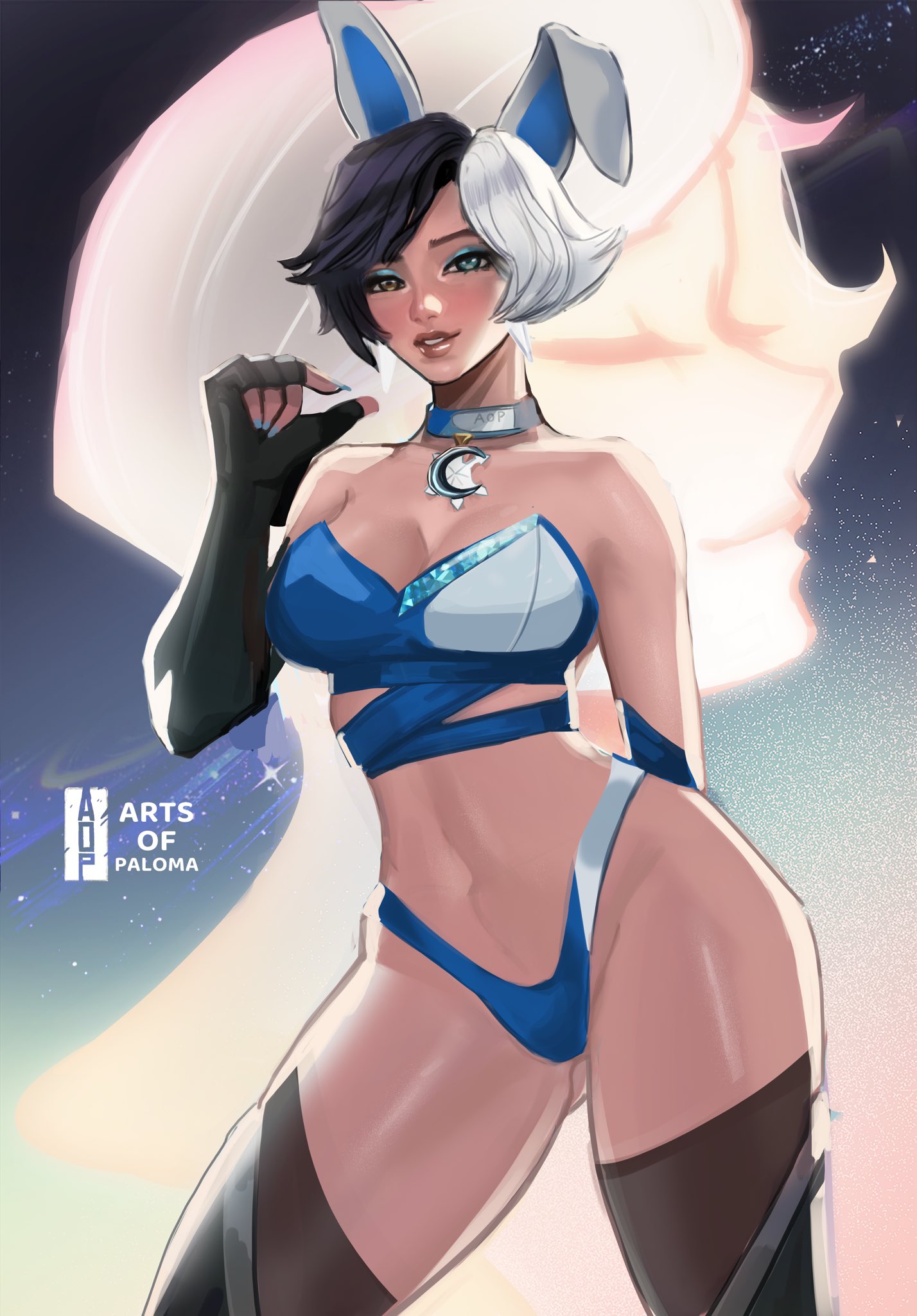 1girls, arts of paloma, ass, big ass, bunny ears, bunnysuit, cleavage, female, female artist, female only, luna snow, luna snow (marvel rivals), marvel, marvel comics, marvel rivals, realaop , thick thighs