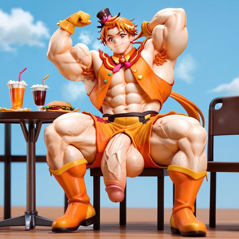 1boy 1human 1male 1man abs ai_generated anime_style armpit_hair balls ballsack big_balls big_cock big_muscles big_penis boner cock cure_wing dick drinks erect_penis erection flexing ginger_hair hamburger hirogaru_sky!_precure japanese male male_only muscular_pose nuts nutsack orange_boots orange_collar orange_jacket orange_shorts orange_vest penis posing precure precure-r34 pretty_cure red_hair ribbons scrotum solo testicles top_hat veiny_penis white_sleeves yuunagi_tsubasa