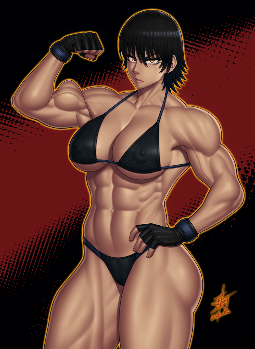 1girls abs big_breasts bikini breasts ero-chong extreme_muscles female female_only flexing large_breasts looking_at_viewer muscles muscular muscular_female solo