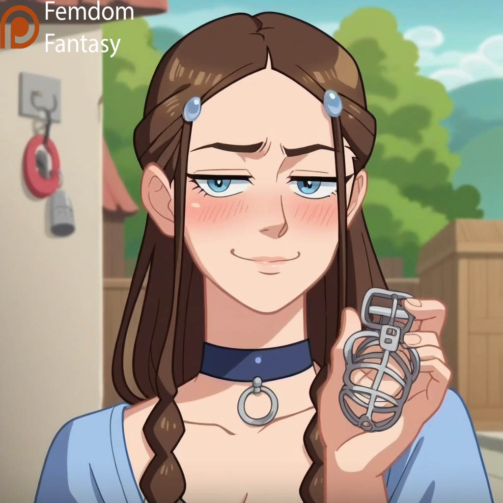 1girls ai_generated another avatar_legends avatar_the_last_airbender cage chastity cocky device dominant domination dominatrix female femdom femdomfantasyai katara locked nickelodeon offering only slave smile solo to viewer