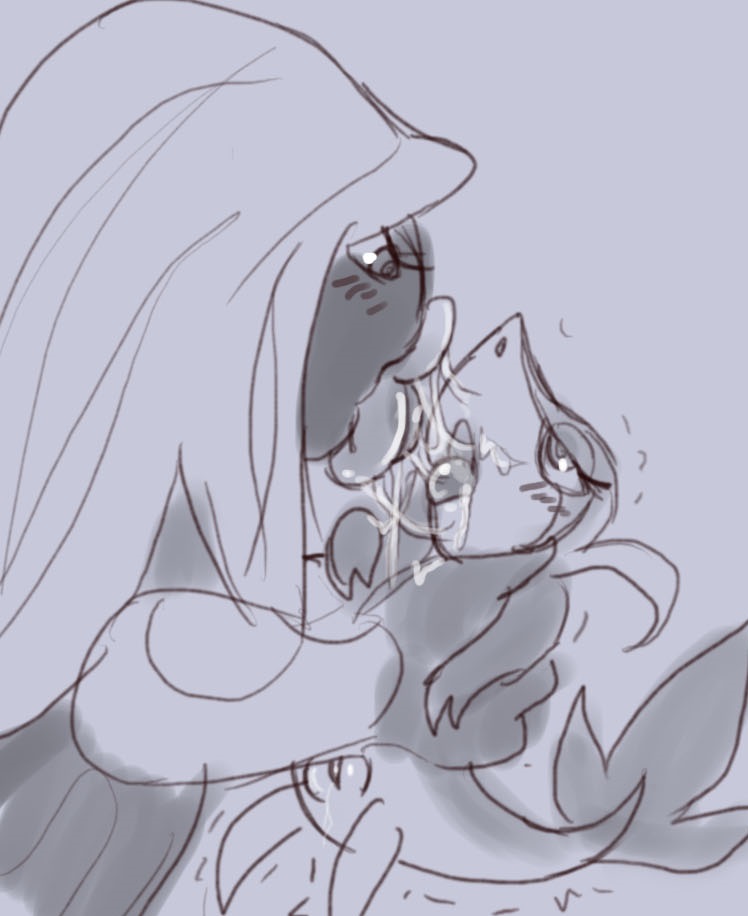 2girls anthro female french_kiss game_freak half-closed_eyes heavy_breathing jynx larger_female monochrome nintendo pokemon pokemon_(species) pokemon_bw pokemon_rgby saliva size_difference sketch smaller_female snivy tongue tongue_kiss tongue_out ungulatr yuri