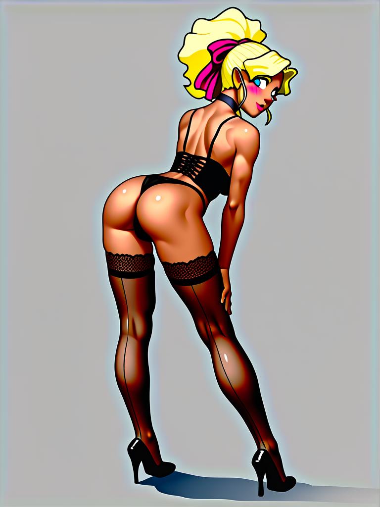 ai_generated ass blonde_hair breasts dark-skinned_female high_heels lingerie mihoshi_kuramitsu sicksean tenchi_muyo!