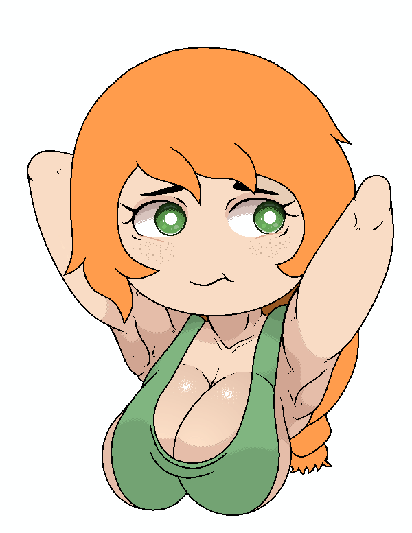 alex (minecraft), big breasts, breasts, female, green eyes, human, minecraft, orange hair, tagme