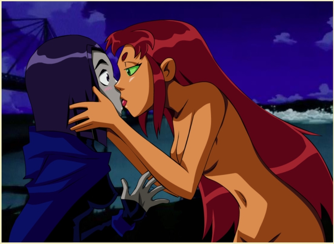 clothed, clothed female, clothed female nude female, clothed on nude, dc, dc comics, female, kissing, multiple females, multiple girls, nude, nude female, only one naked, rachel roth, raven (dc), starfire, straight hair, teen titans, yuri, zone