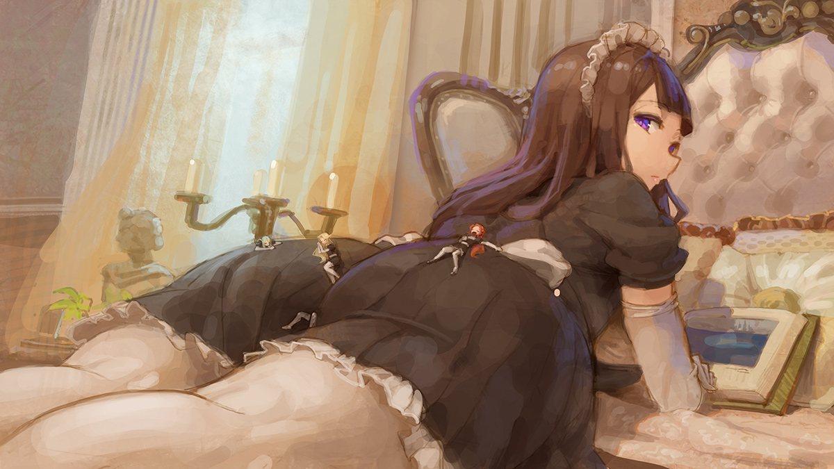 anus, ass, big ass, giantess, kazo, macro, maid, size difference, size play, wide hips