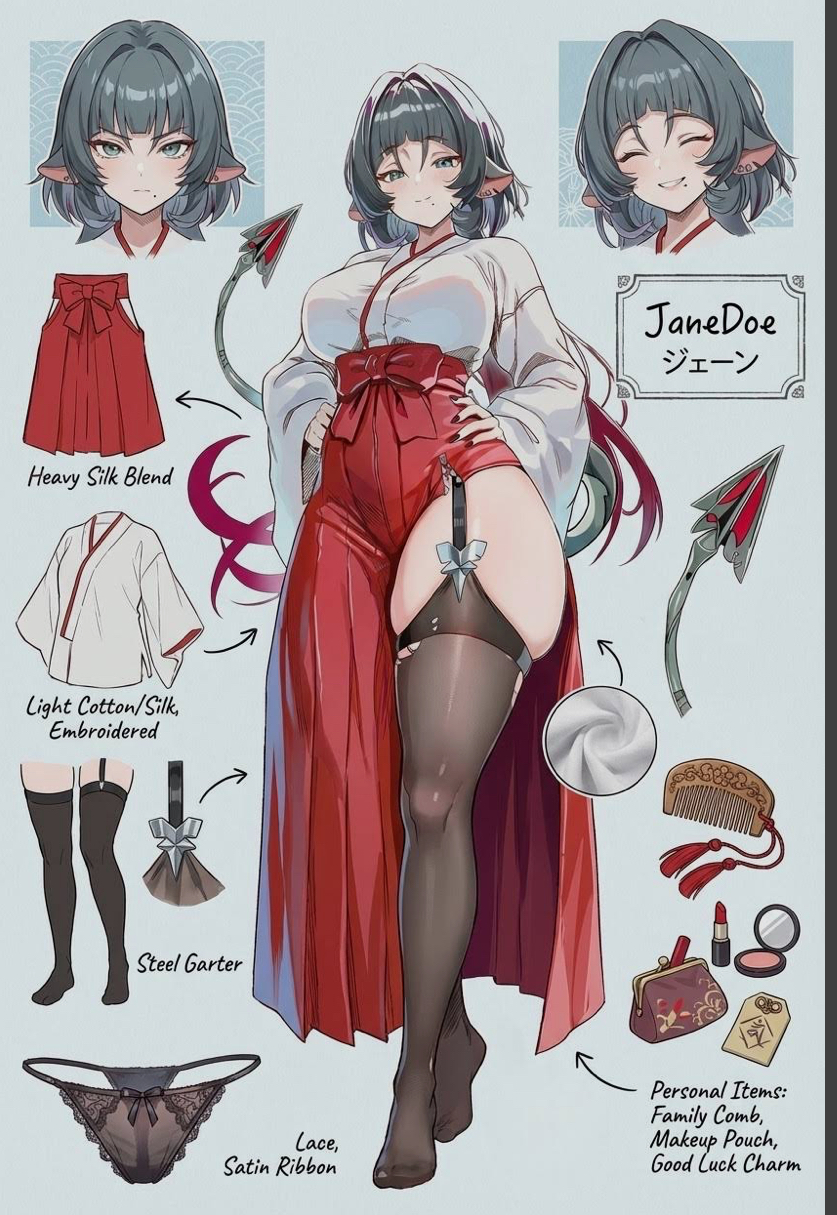 jane doe (zenless zone zero), kimono, tail, thick thighs, underwear