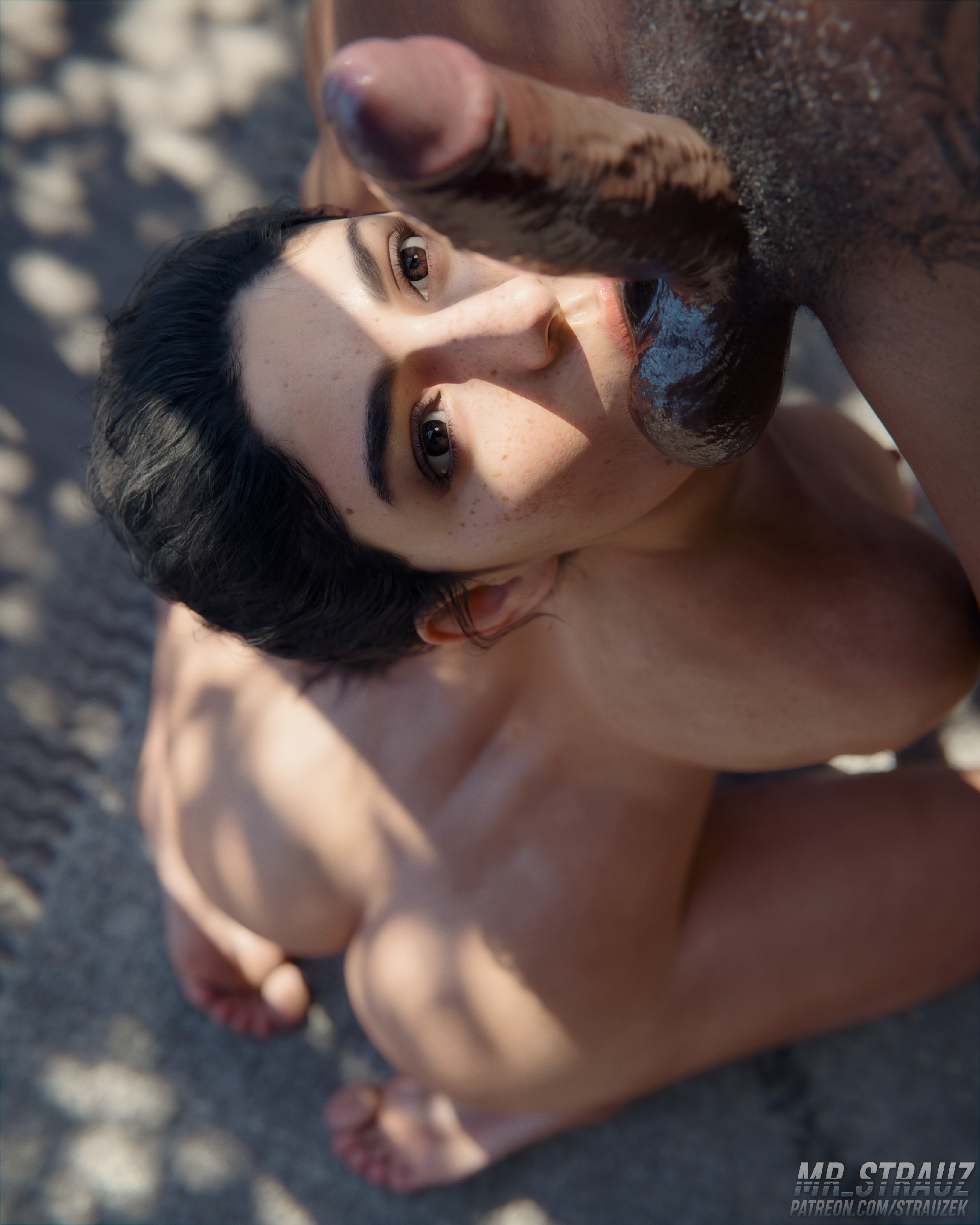 1boy, 1girls, 2026, 3d, alternate version available, areolae, ass, ball sucking, balls, balls in mouth, black hair, breasts, carpet, completely nude, dark-skinned male, dina (the last of us), duo, feet, female, female penetrated, freckles, freckles on face, image set, indoors, long hair, male, male pubic hair, medium breasts, nipples, nude, nude female, nude male, oral, oral penetration, ponytail, pubic hair, sitting, sitting on feet, sitting on ground, soles, straight, straight sex, strauzek, the last of us, the last of us 2, tied hair, toes