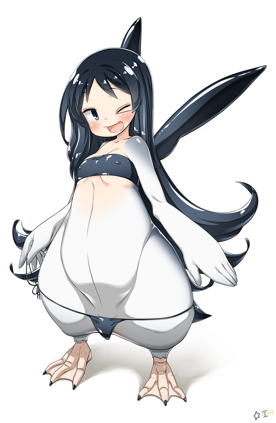 aishou_shuppan avian clothed clothing dely_(ishuzoku_reviewers) female ishuzoku_reviewers monster_girl open_mouth penguin penguin_girl